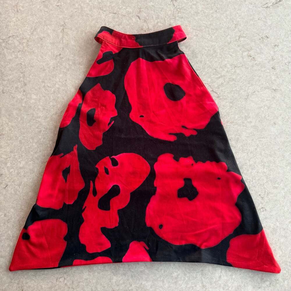 Red Floral Halter Tank Top - Women’s Bold Print